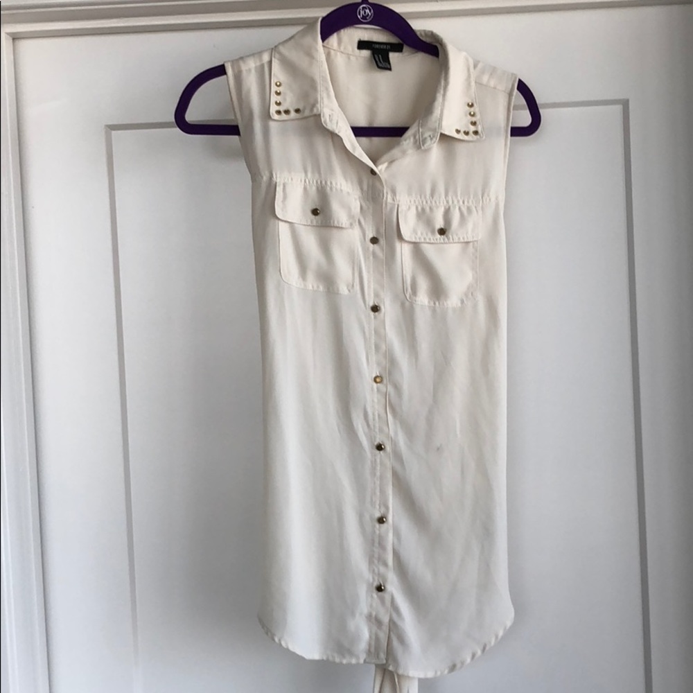 Cream with gold buttons top.  Size Medium